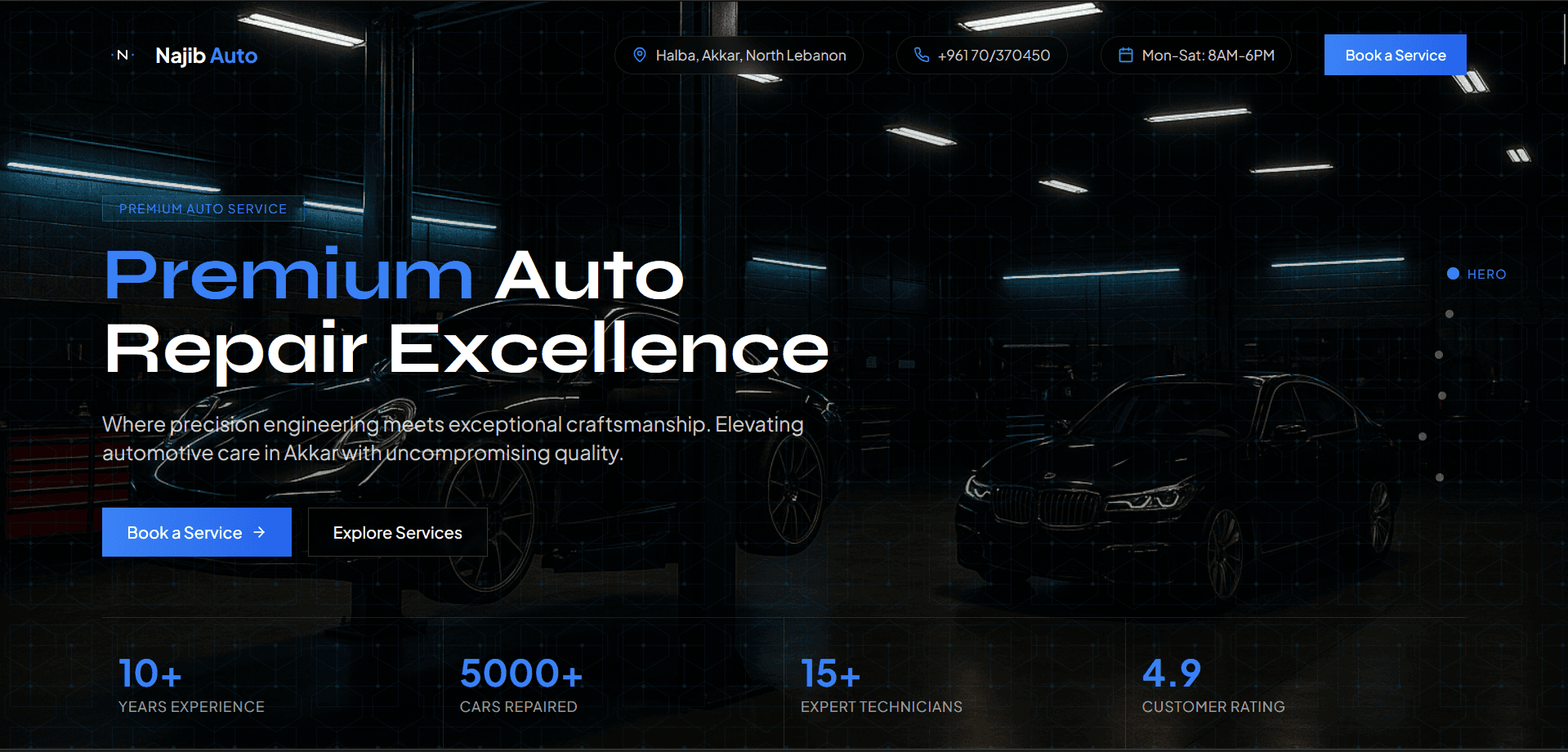 Screenshot of the Najib Auto Repair website (najib-auto-repair.com)