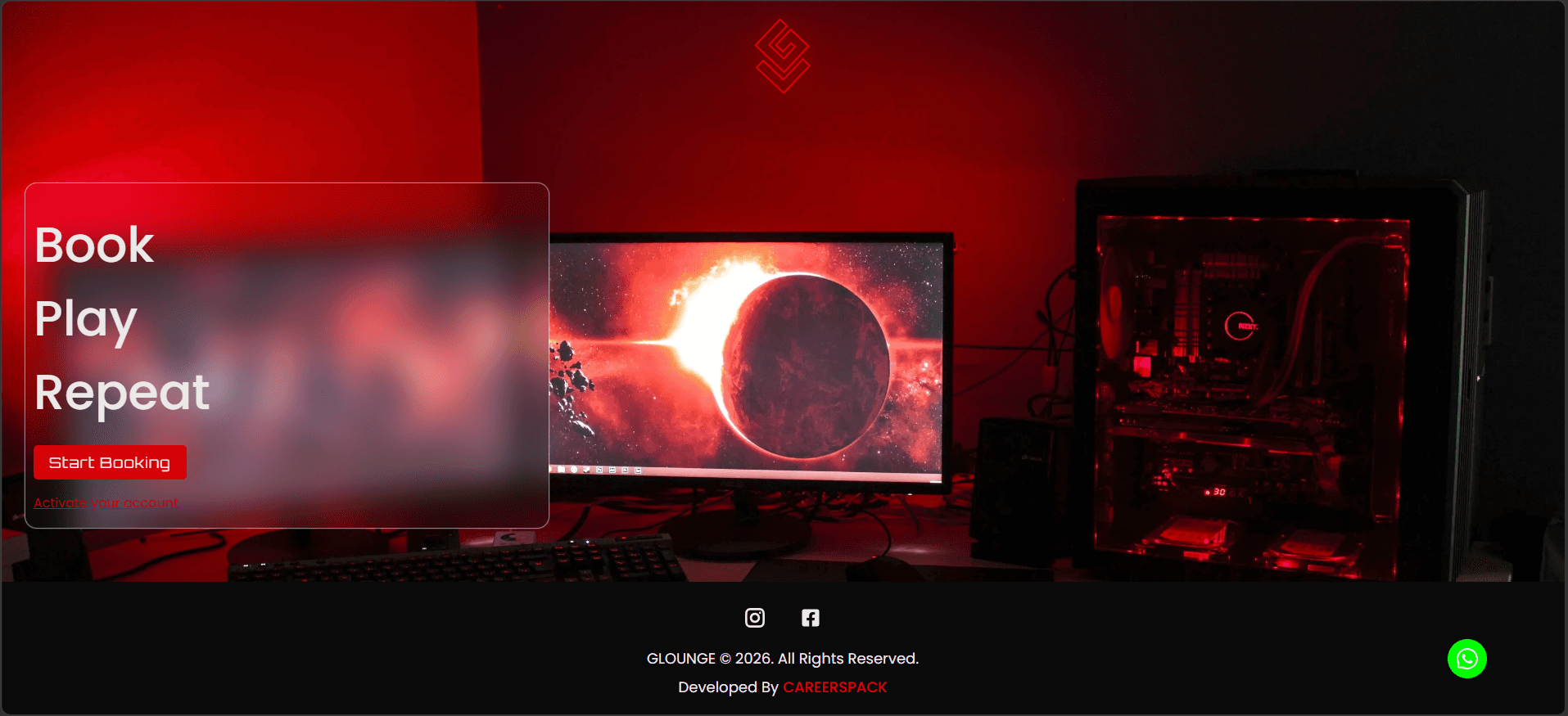 Screenshot of the G-Lounge LB website (gloungelb.com)